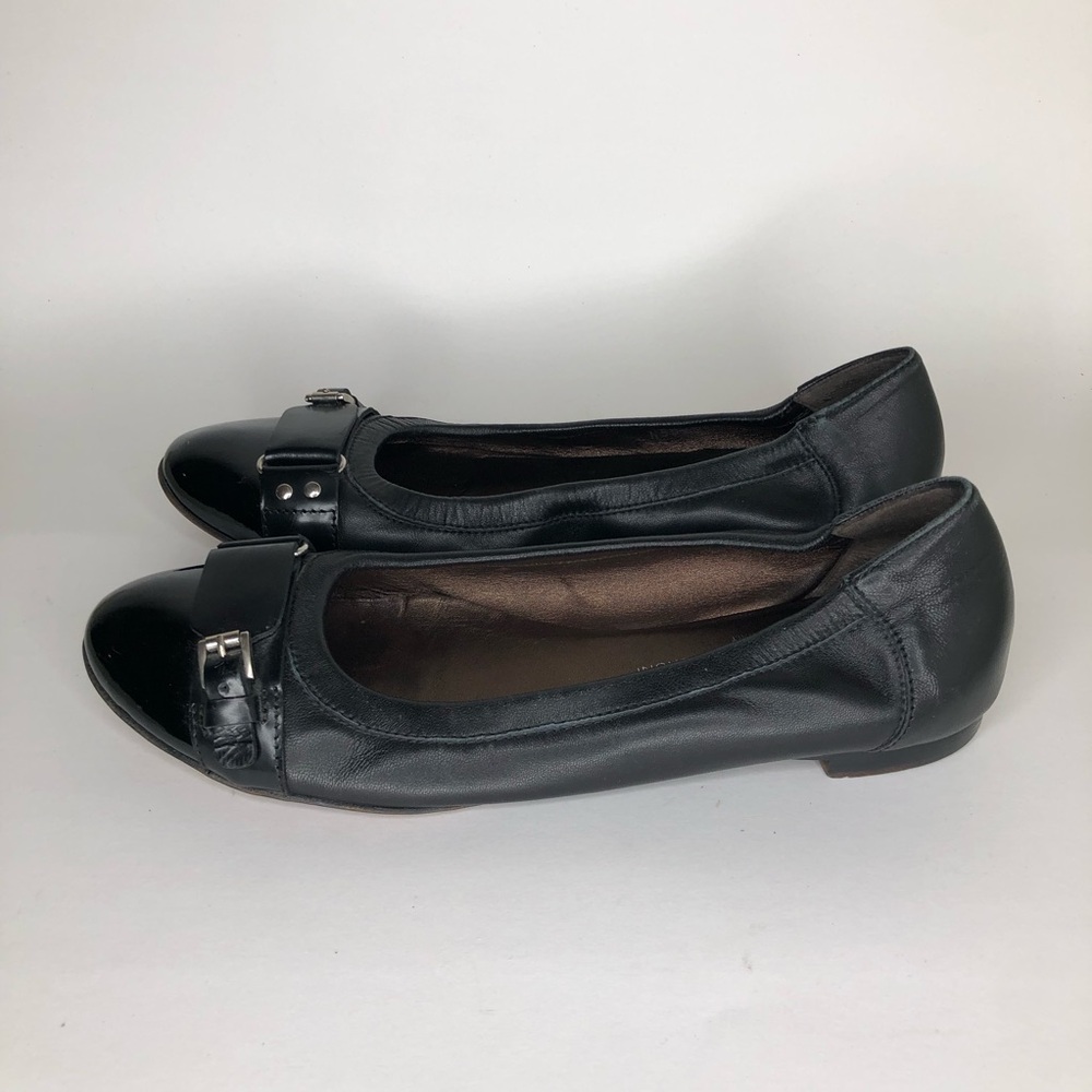 AGL Shoes Flats Slip Ons Women Size 40 US 9 Black Leather Italy Cap Toe - Picture 7 of 16